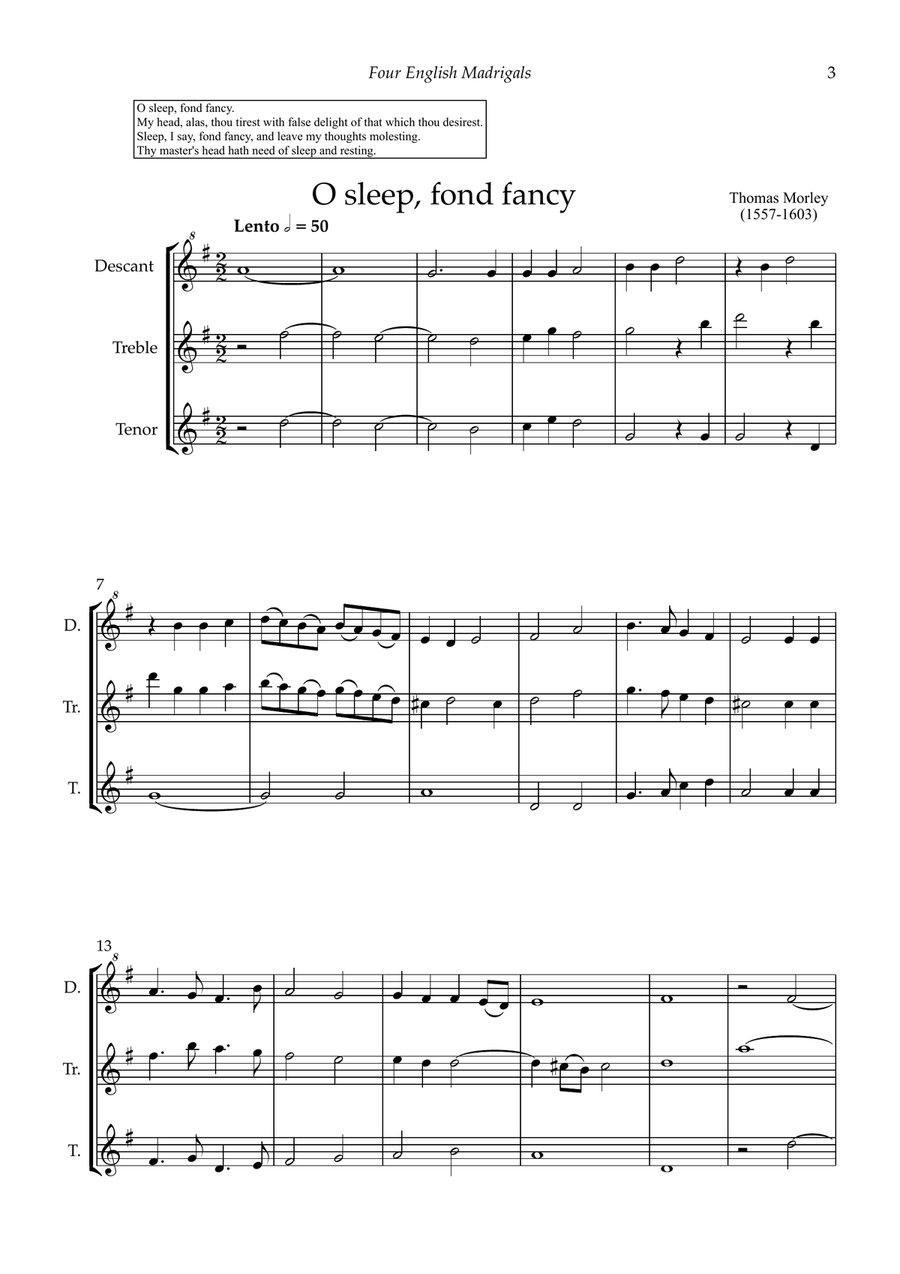 Four English madrigals for recorder trio (d/tr/t) Soprano Recorder scores gallery preview page 5