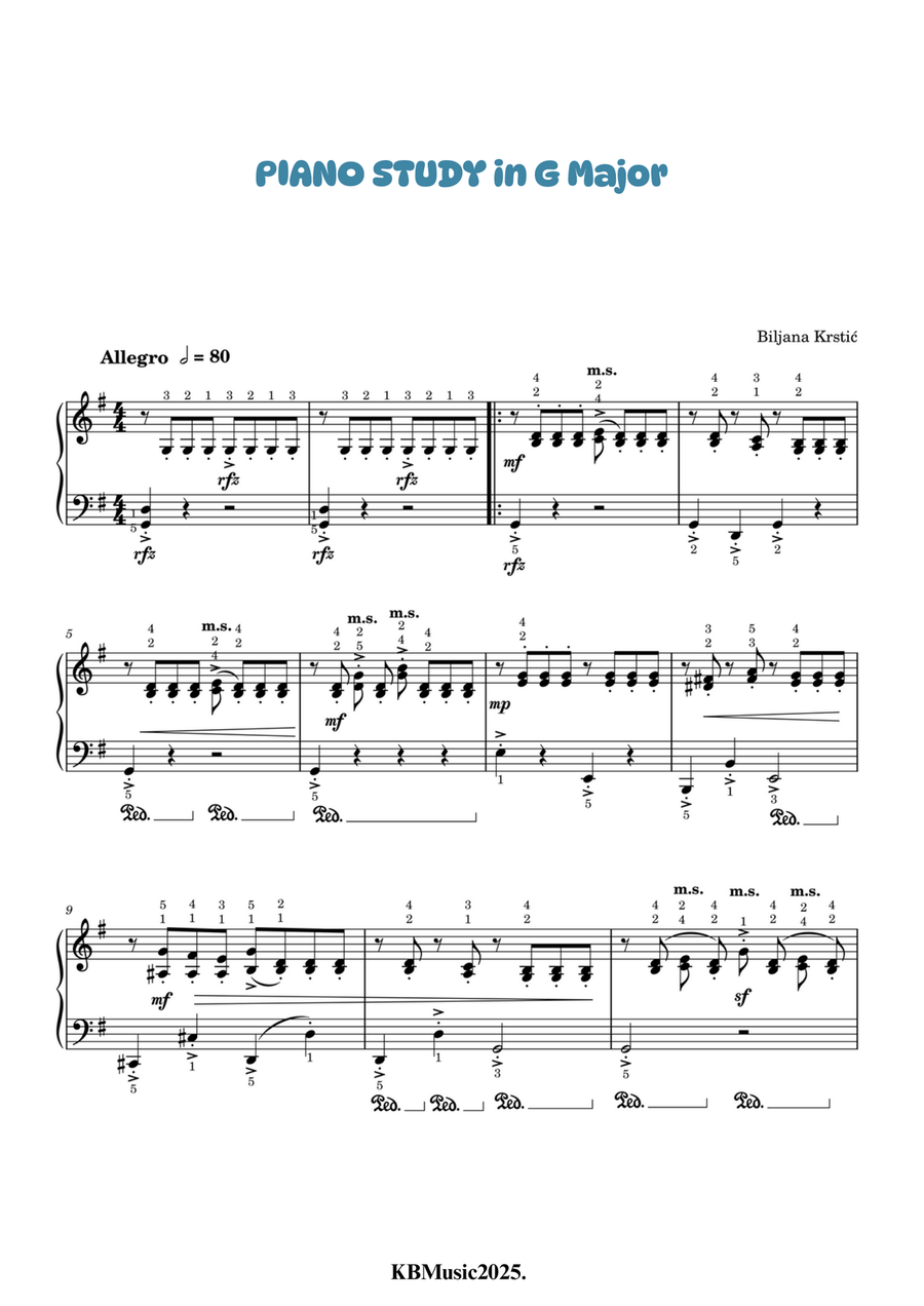 Piano Study in G Major Piano Method scores gallery preview page 3