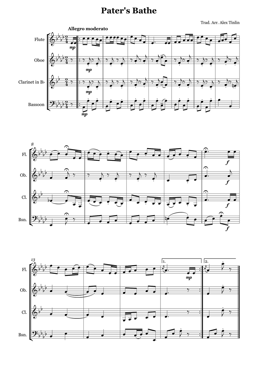 Pater's Bathe Pater's Bathe Woodwind Quartet scores gallery preview page 2