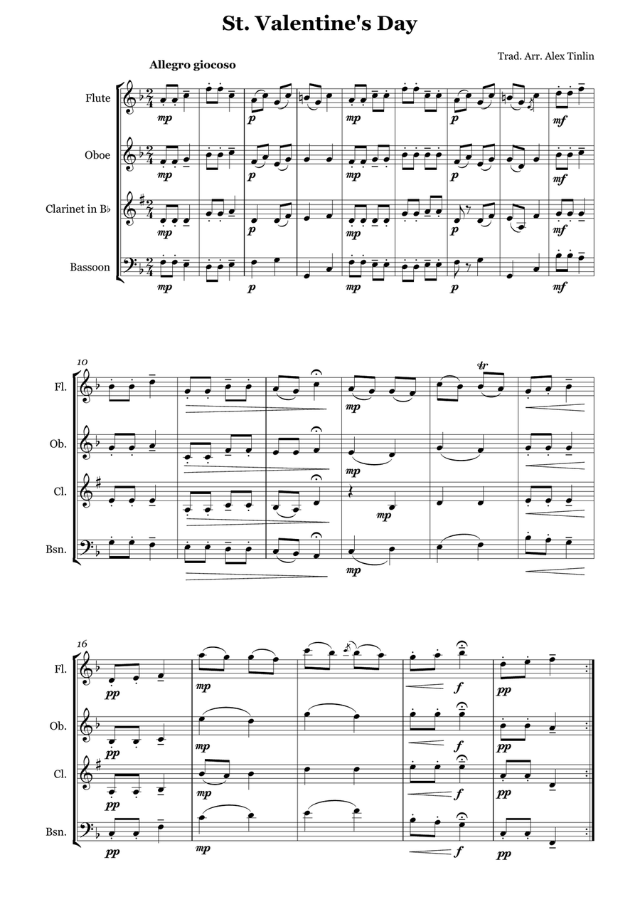 St. Valentine's Day St. Valentine's Day Woodwind Quartet scores gallery preview page 2
