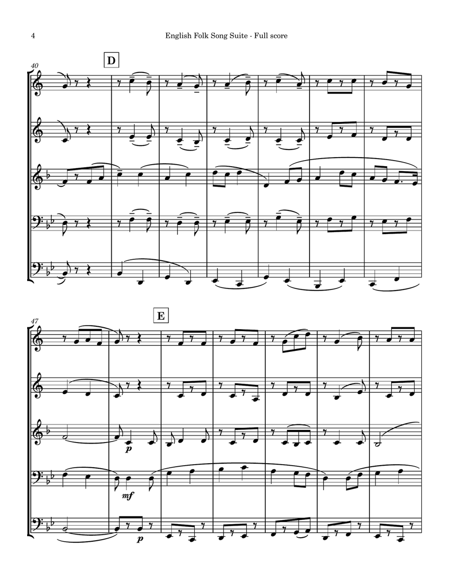 English Folk Song Suite 1st Movement - 1923 Brass Quintet scores gallery preview page 4