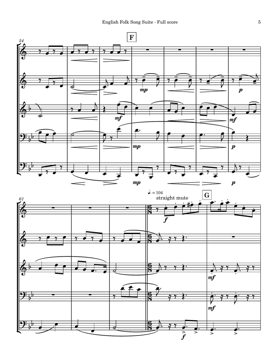 English Folk Song Suite 1st Movement - 1923 Brass Quintet scores gallery preview page 5