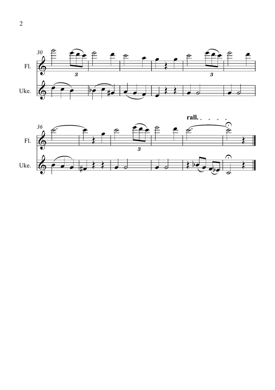 Amazing Grace for Flute and Ukulele Duet Woodwind Duet scores gallery preview page 2