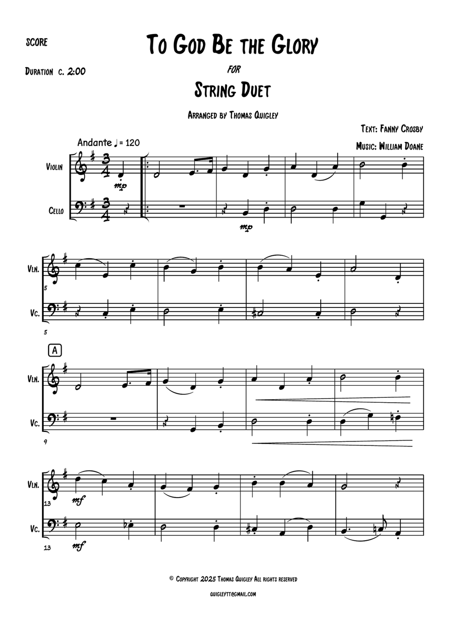 To God Be The Glory To God Be The Glory String Duet scores gallery preview page 2