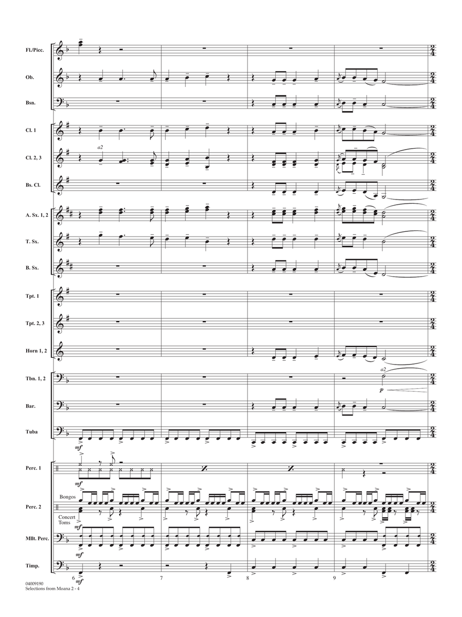 Selections from Moana 2 (arr. Michael Brown) - Conductor Score (Full Score) Concert Band scores gallery preview page 4