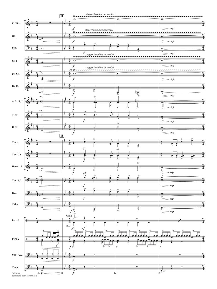 Selections from Moana 2 (arr. Michael Brown) - Conductor Score (Full Score) Concert Band scores gallery preview page 5