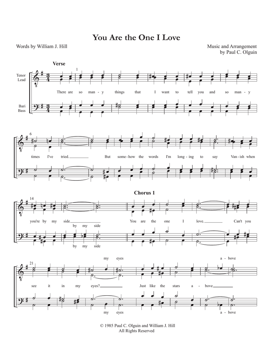 You Are The One I Love You Are The One I Love TTBB scores gallery preview page 1
