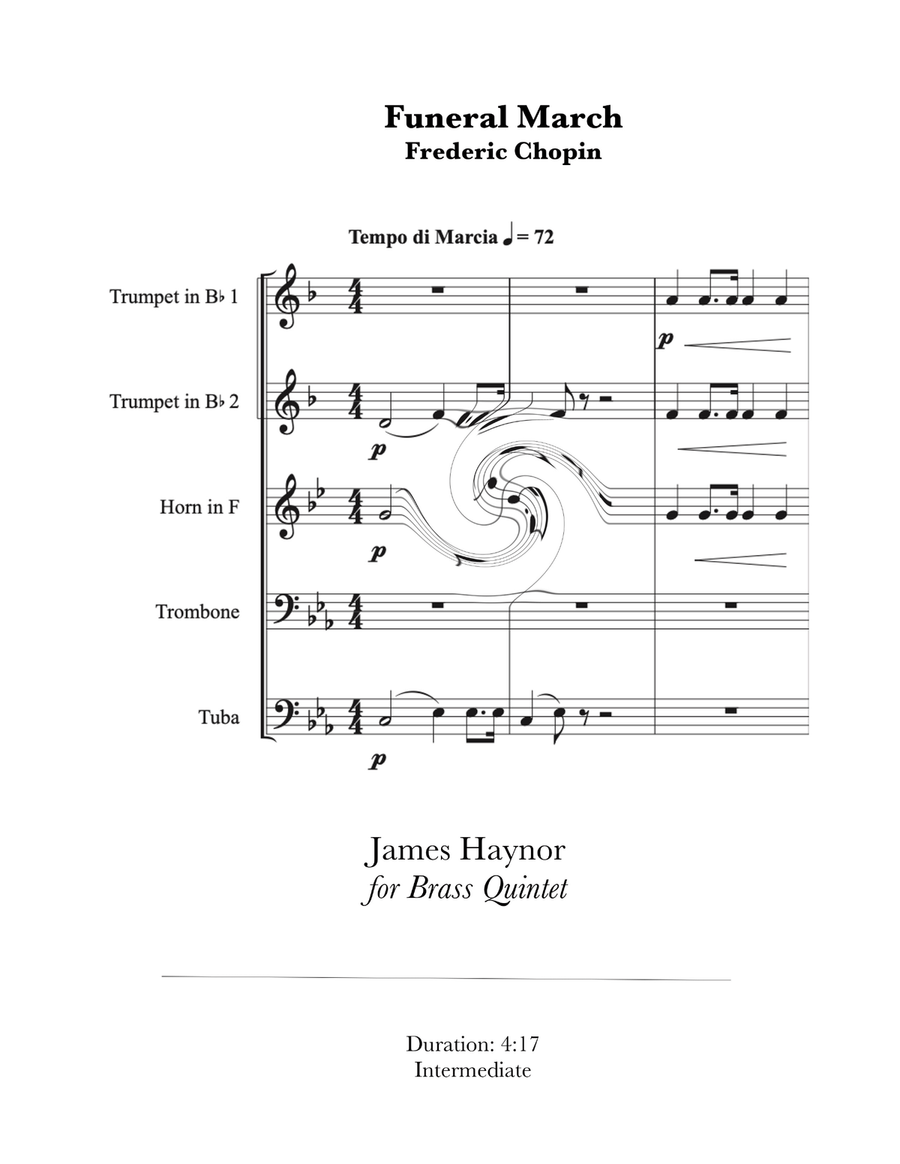Funeral March for Brass Quintet Brass Quintet scores gallery preview page 1