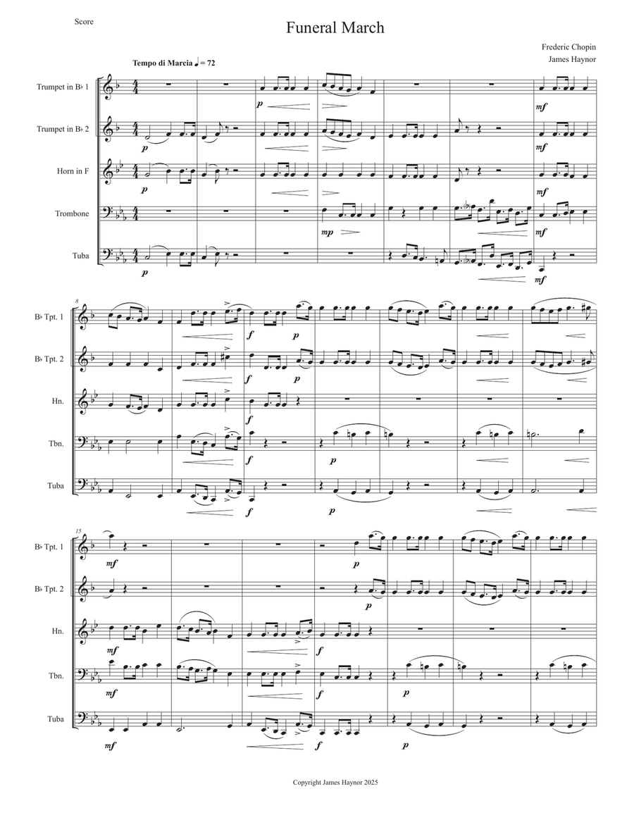 Funeral March for Brass Quintet Brass Quintet scores gallery preview page 3