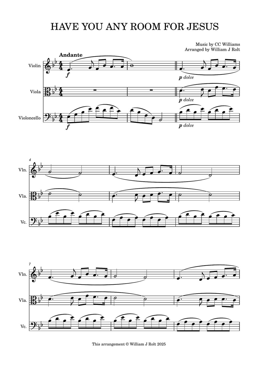 Have you any room for Jesus? (for string trio) String Trio scores gallery preview page 1