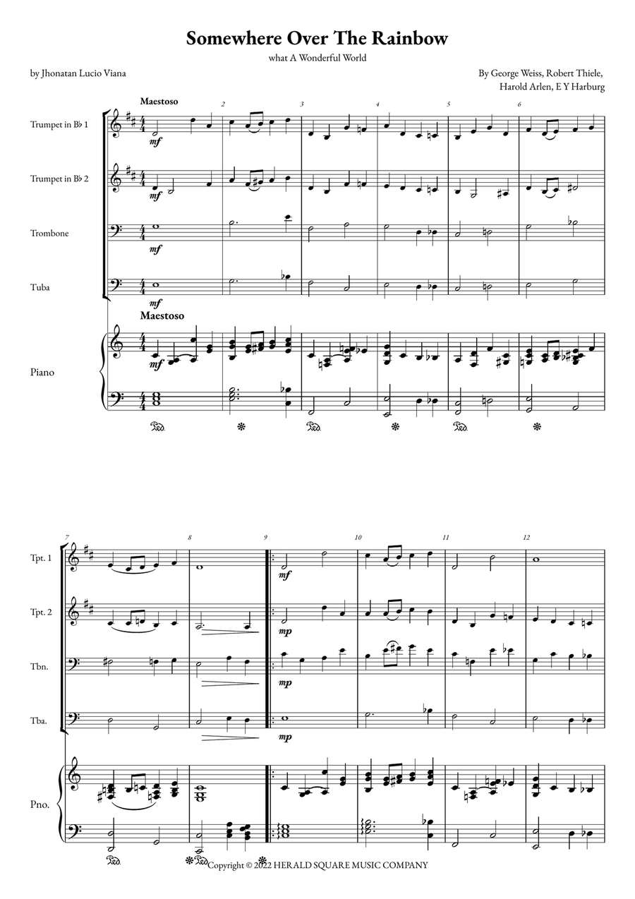 Somewhere Over The Rainbow/what A Wonderful World Small Ensemble scores gallery preview page 1