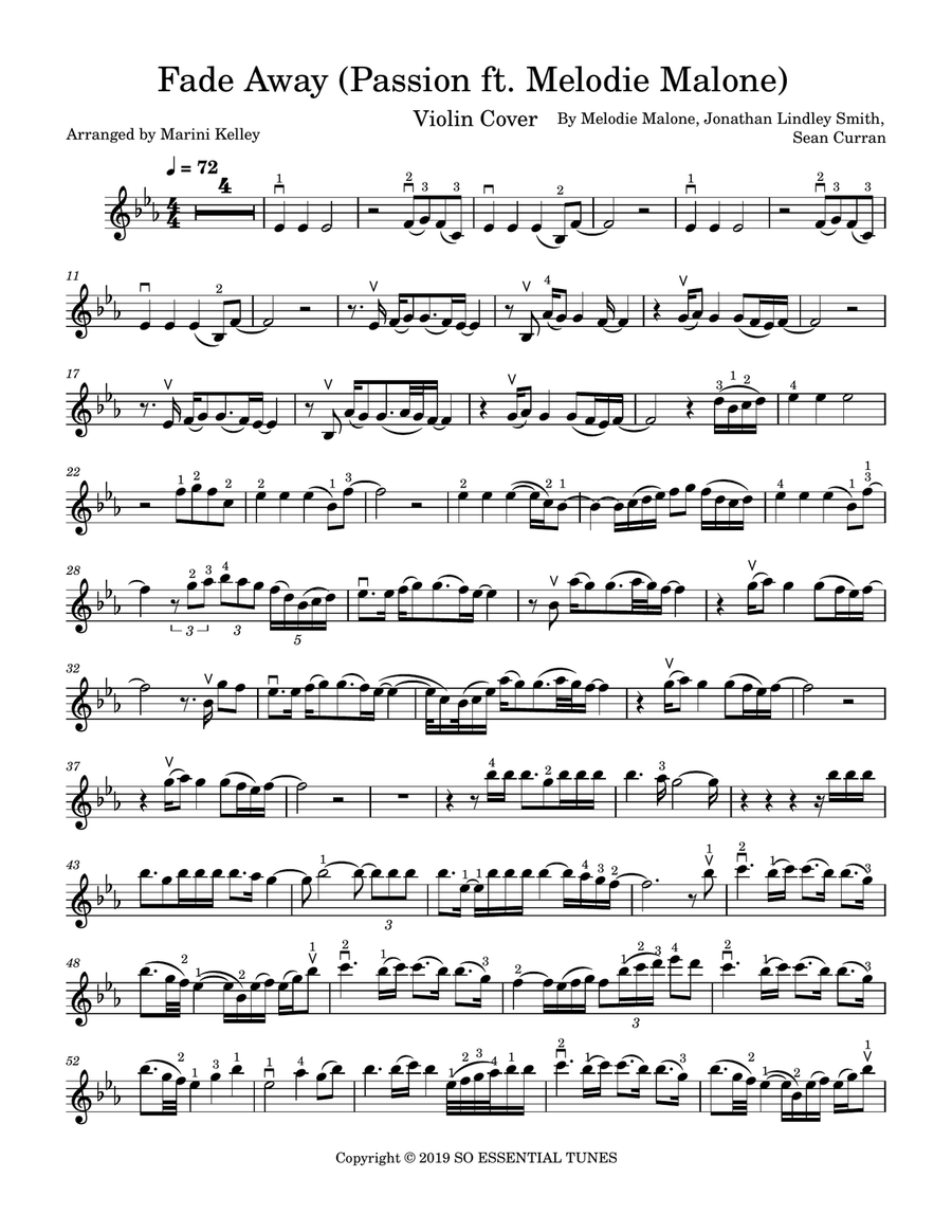 Fade Away Fade Away Violin Solo scores gallery preview page 1