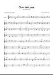 Clair de Lune - Solo Violin in C Major With Chords - Beginner