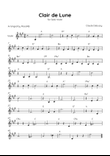 Clair de Lune - Solo Violin in A Major With Chords - Beginner