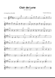 Clair de Lune - Solo Volin in E Major With Chords - Beginner