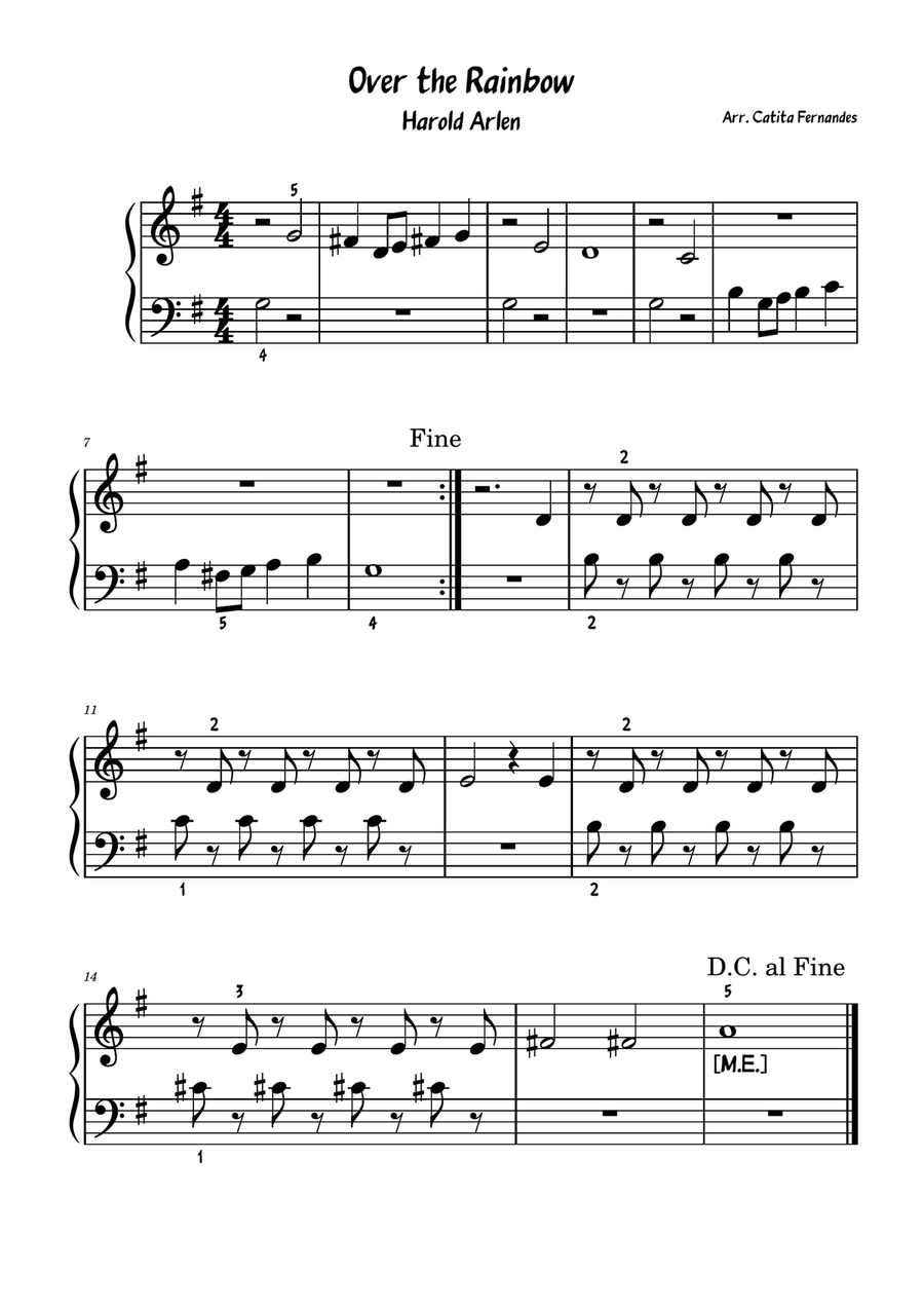 Over The Rainbow Over The Rainbow Easy Piano scores gallery preview page 1