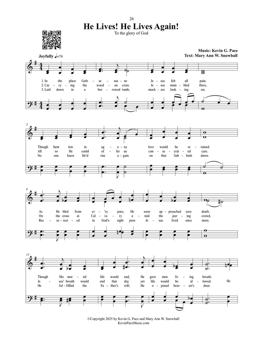 He Lives! He Lives Again! a sacred Easter hymn 4-Part scores gallery preview page 2