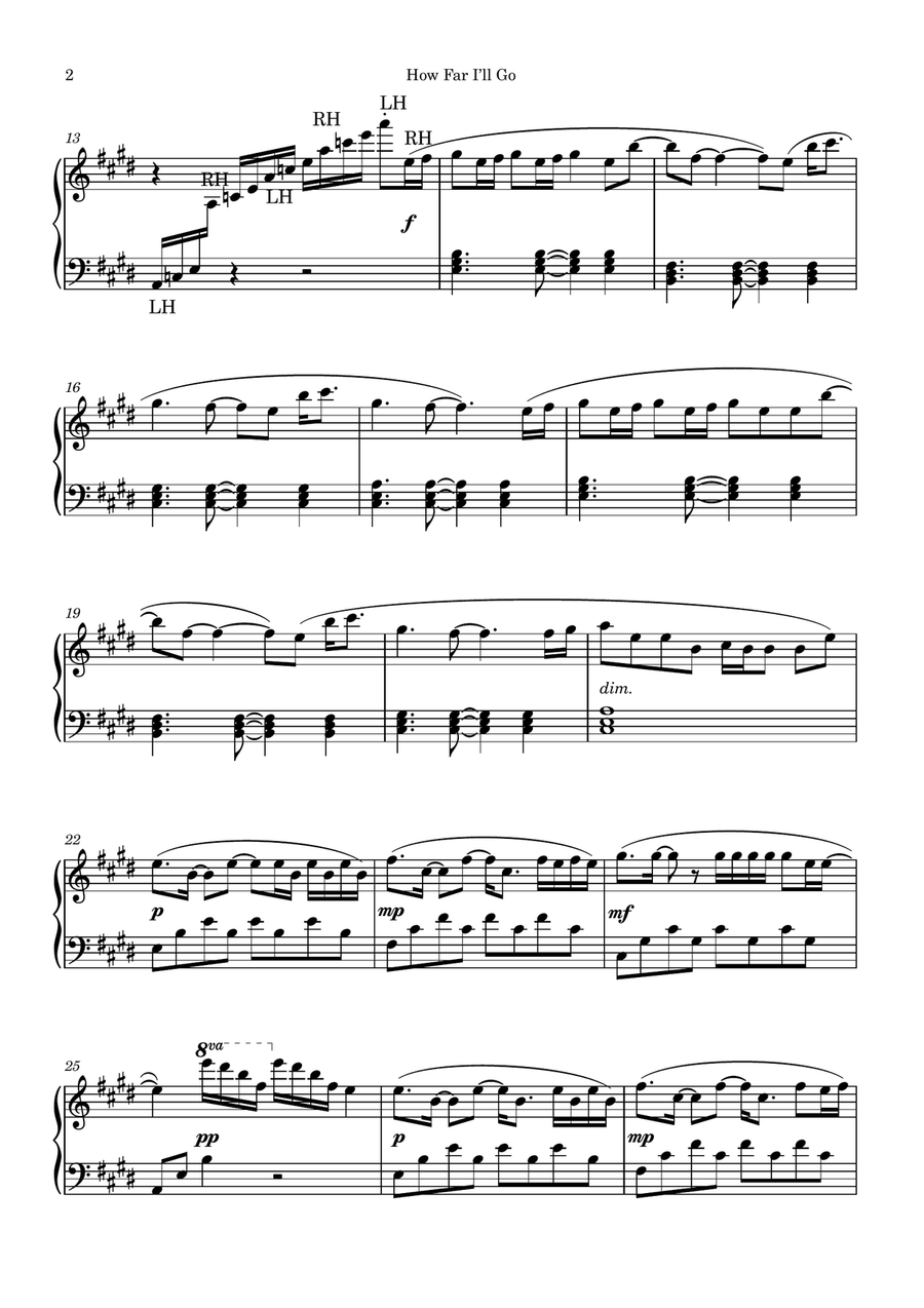 How Far I'll Go How Far I'll Go Piano Solo scores gallery preview page 2