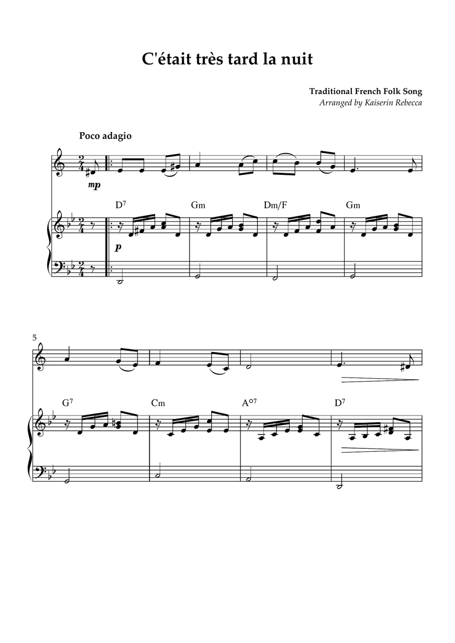 C'était très tard la nuit B-Flat Trumpet scores gallery preview page 1
