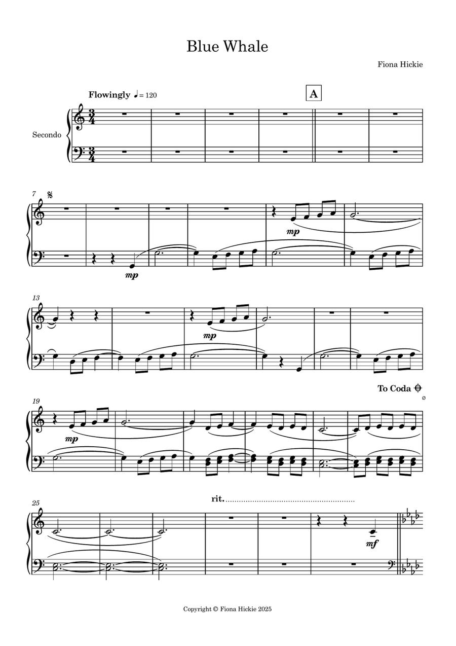 Blue Whale Blue Whale 1 Piano, 4-Hands scores gallery preview page 2