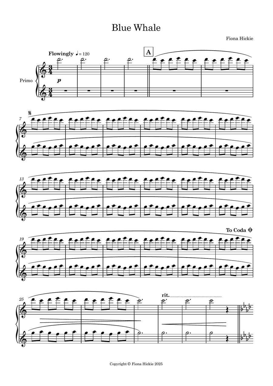 Blue Whale Blue Whale 1 Piano, 4-Hands scores gallery preview page 3