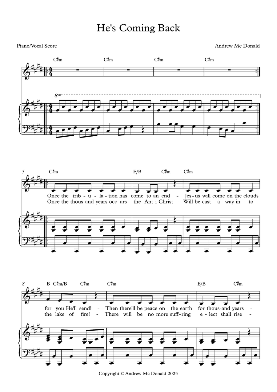He's Coming Back He's Coming Back Piano, Vocal scores gallery preview page 2