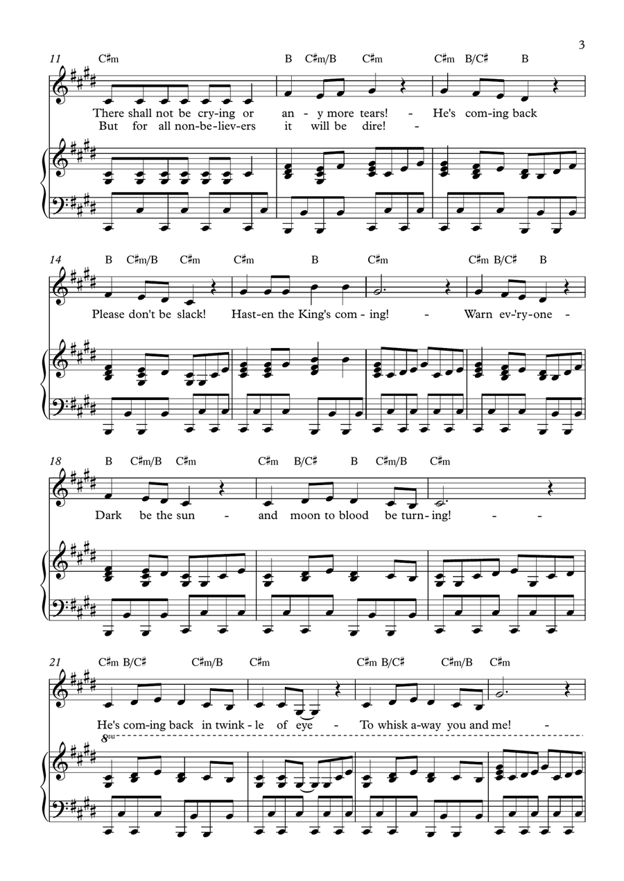 He's Coming Back He's Coming Back Piano, Vocal scores gallery preview page 3