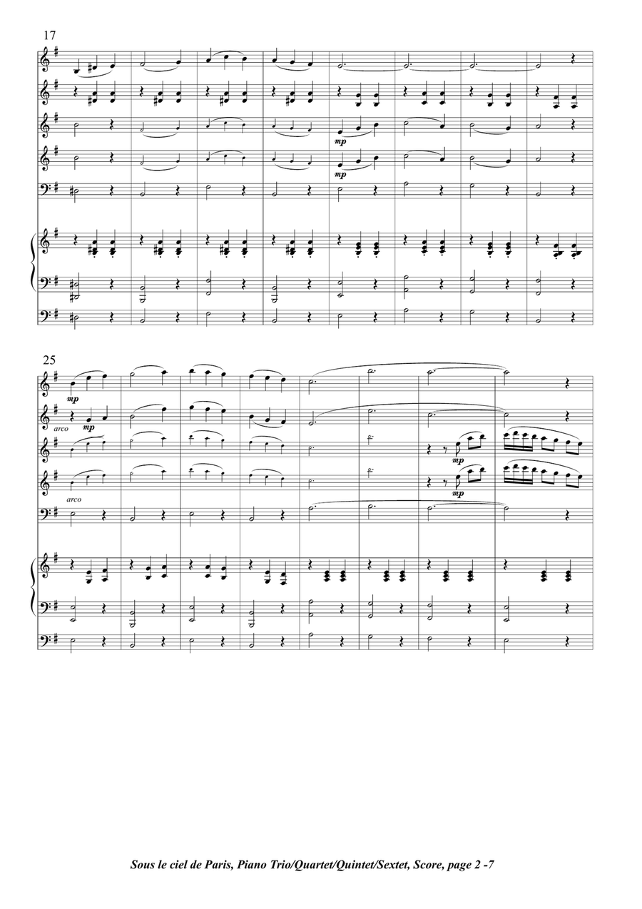 Sous Le Ciel De Paris*/piscine Molitor Patel** Piano Trio scores gallery preview page 2