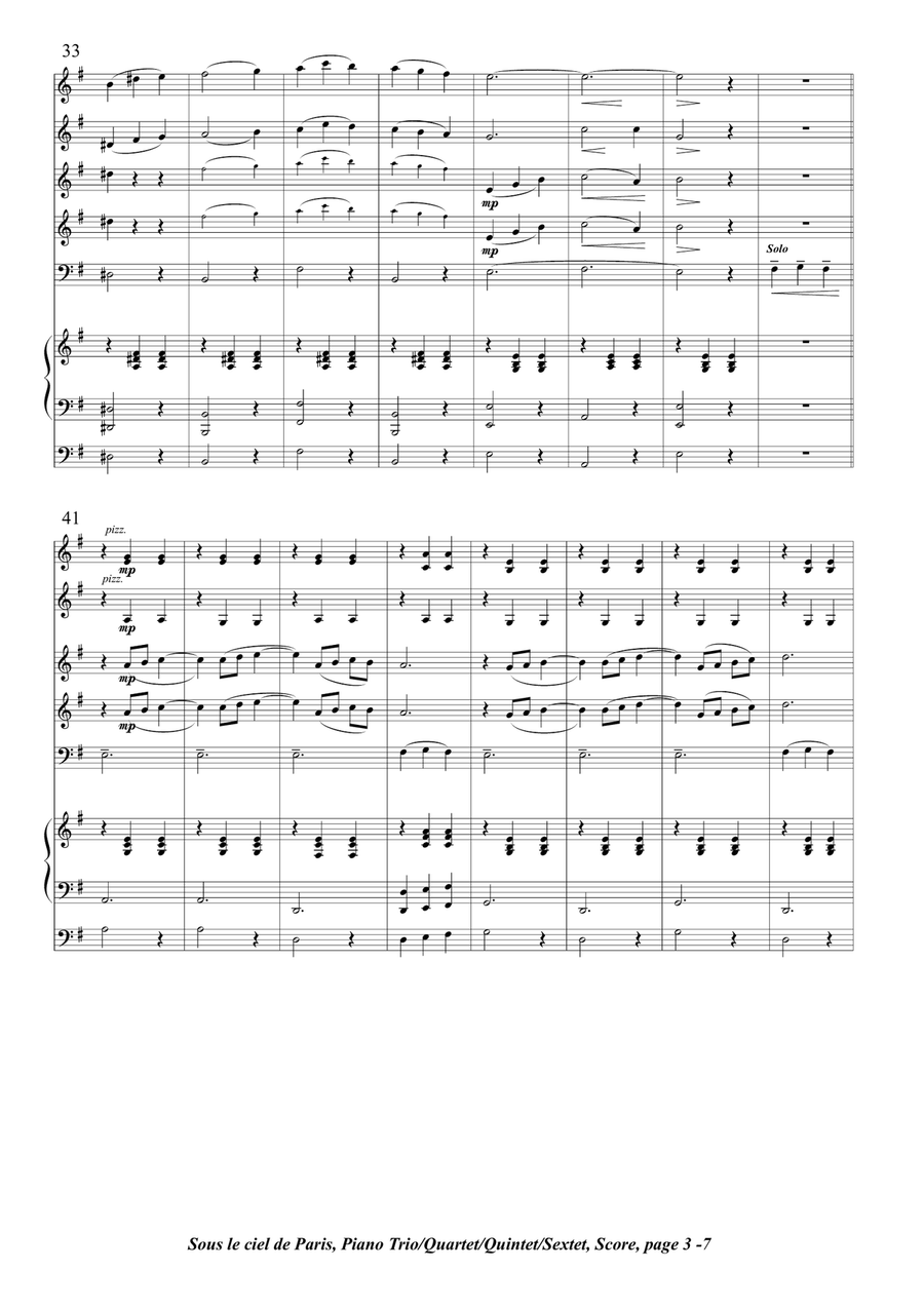 Sous Le Ciel De Paris*/piscine Molitor Patel** Piano Trio scores gallery preview page 3