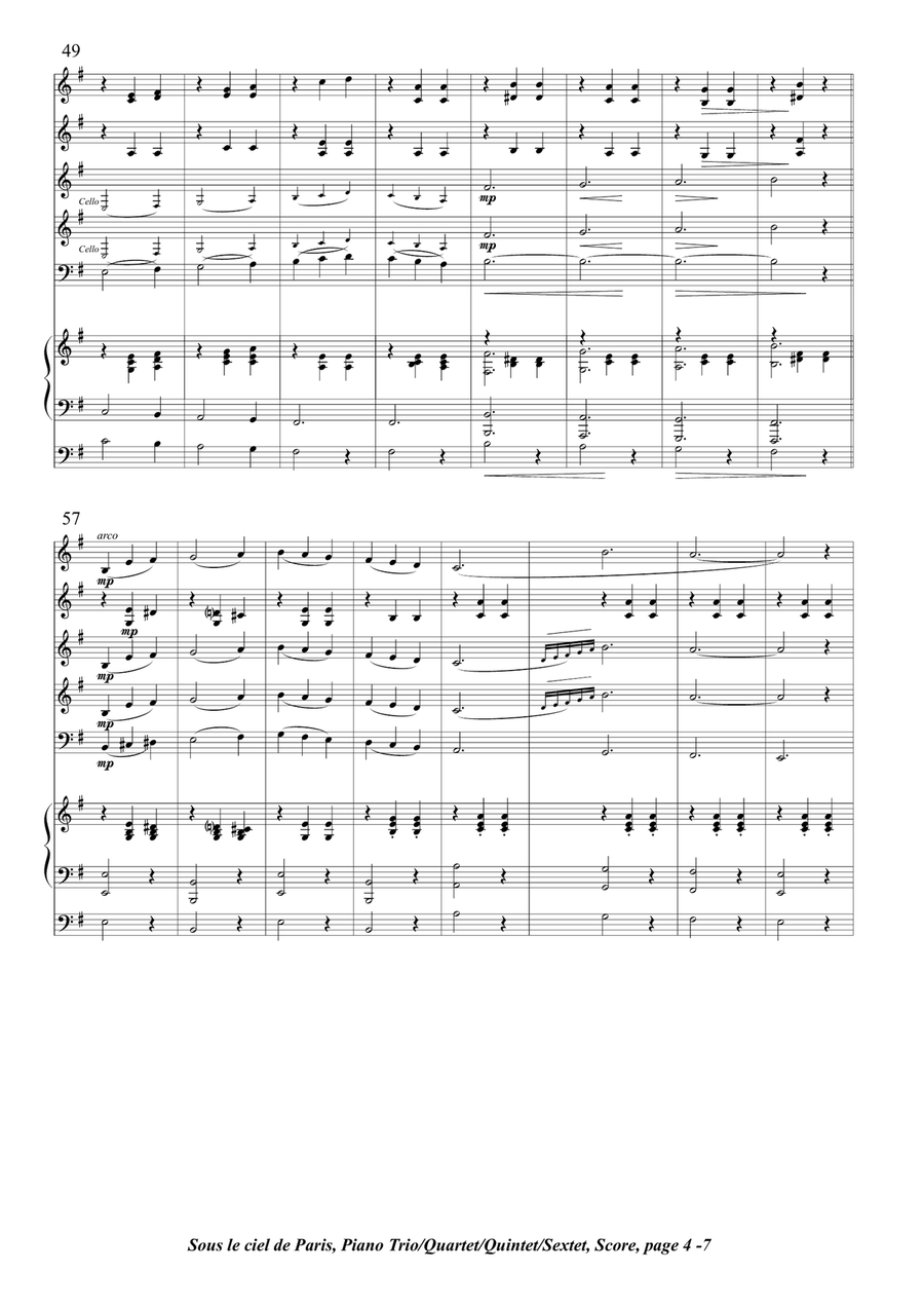 Sous Le Ciel De Paris*/piscine Molitor Patel** Piano Trio scores gallery preview page 4