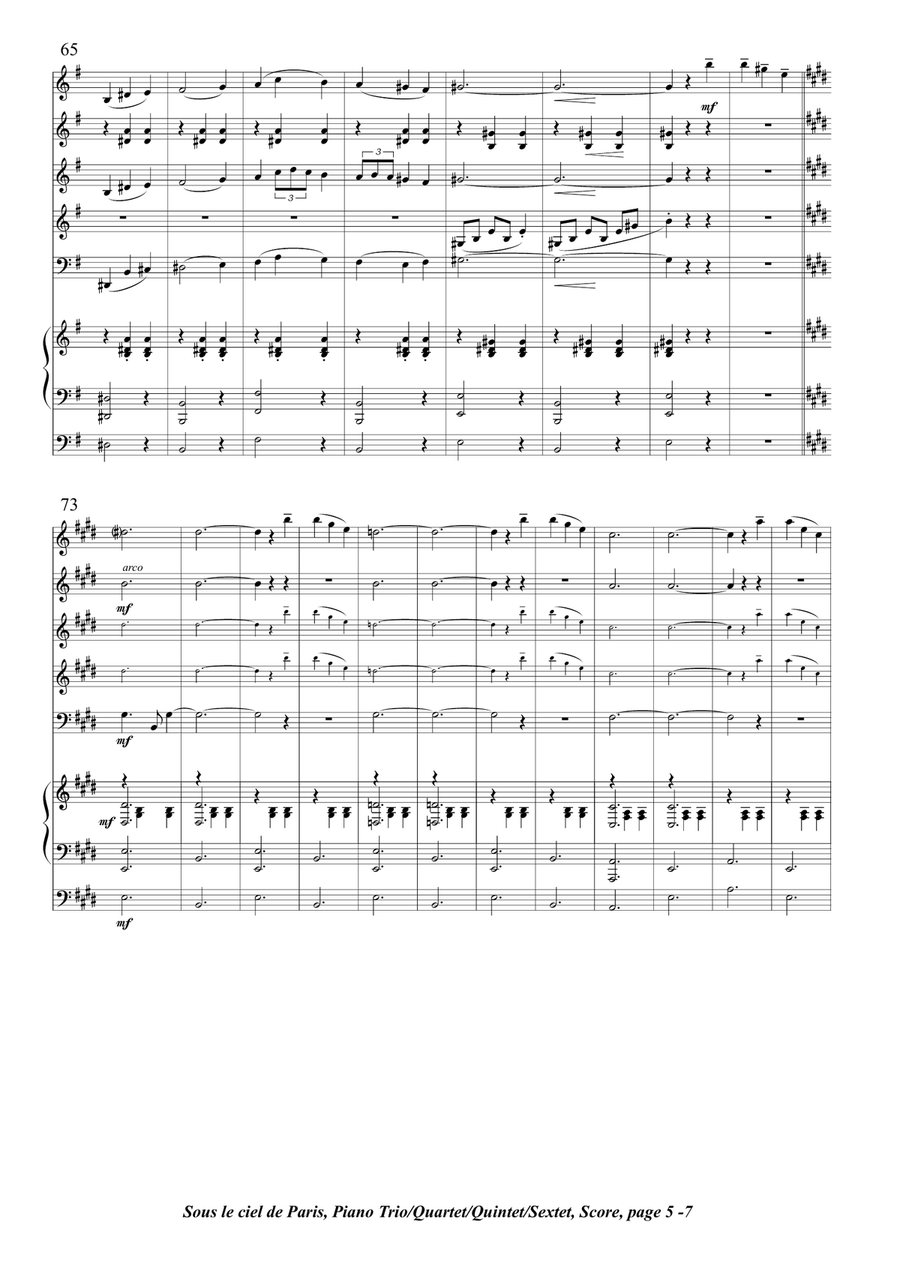Sous Le Ciel De Paris*/piscine Molitor Patel** Piano Trio scores gallery preview page 5