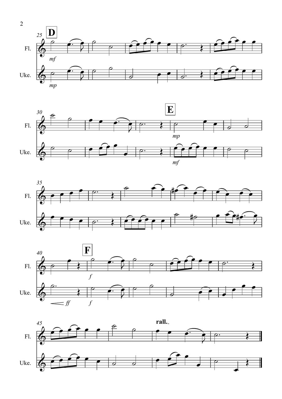 Thine Be The Glory for Flute and Ukulele Duet Woodwind Duet scores gallery preview page 2