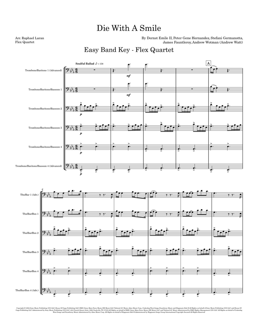 Die With A Smile Small Ensemble scores gallery preview page 1