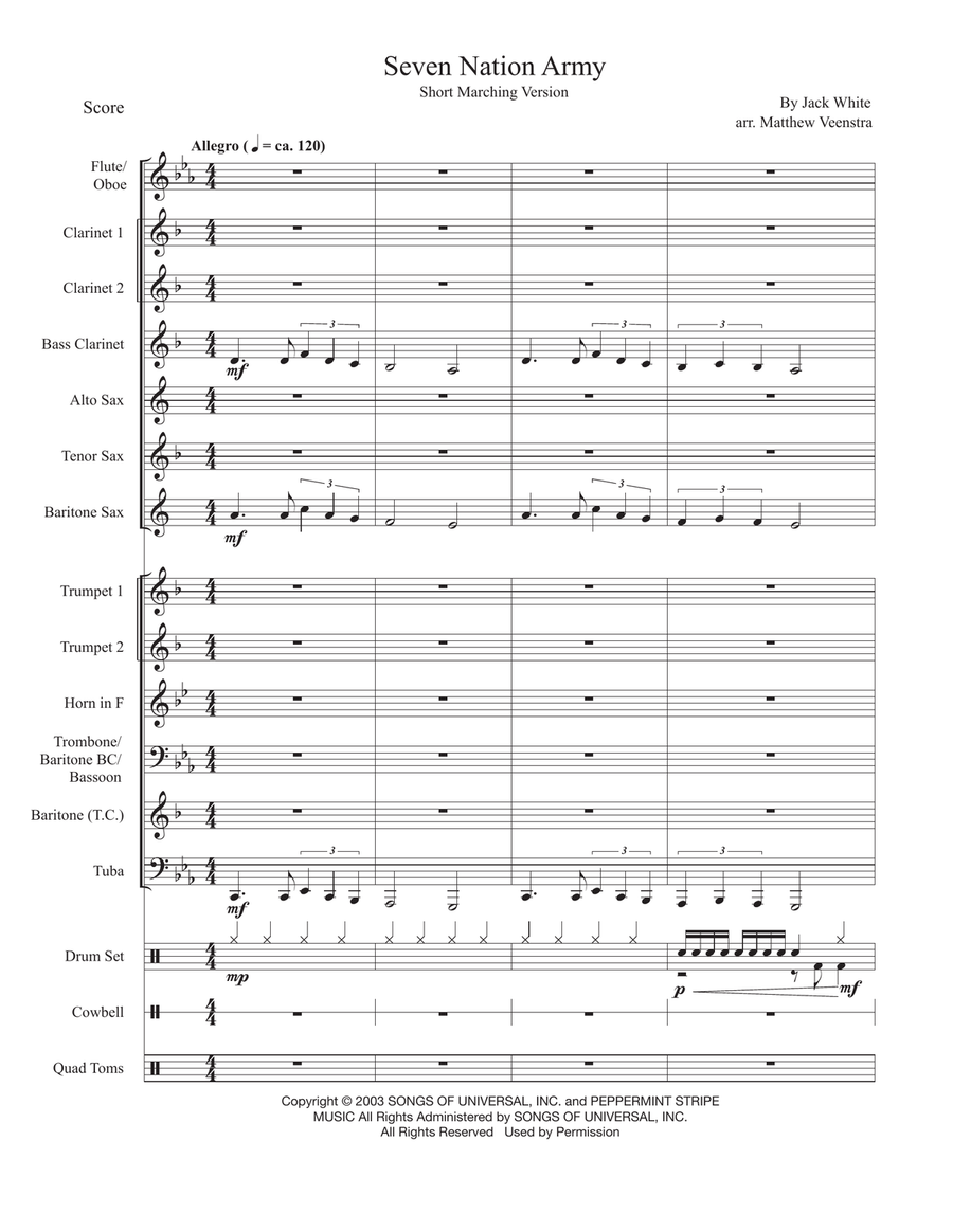 Seven Nation Army Concert Band scores gallery preview page 1