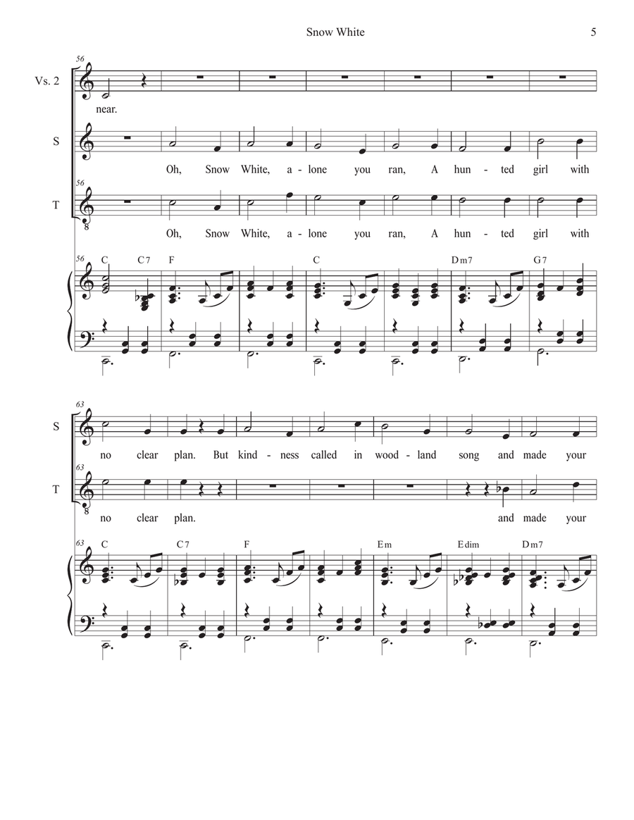 Snow White (2-part choir - (Soprano and Tenor) 2-Part scores gallery preview page 5
