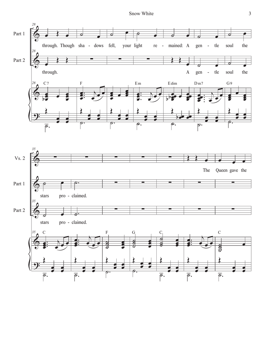 Snow White (2-part choir) 2-Part scores gallery preview page 3