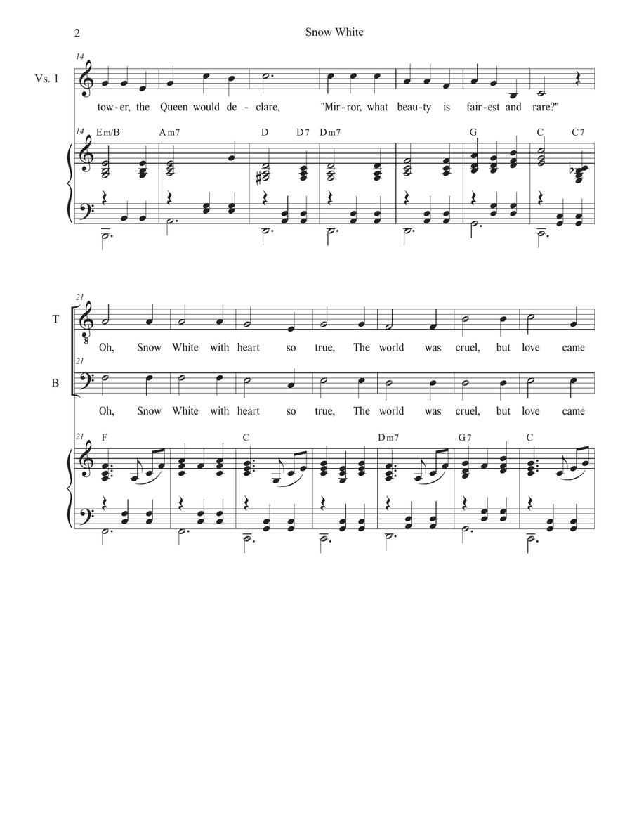 Snow White (2-part choir - (TB) TB scores gallery preview page 2