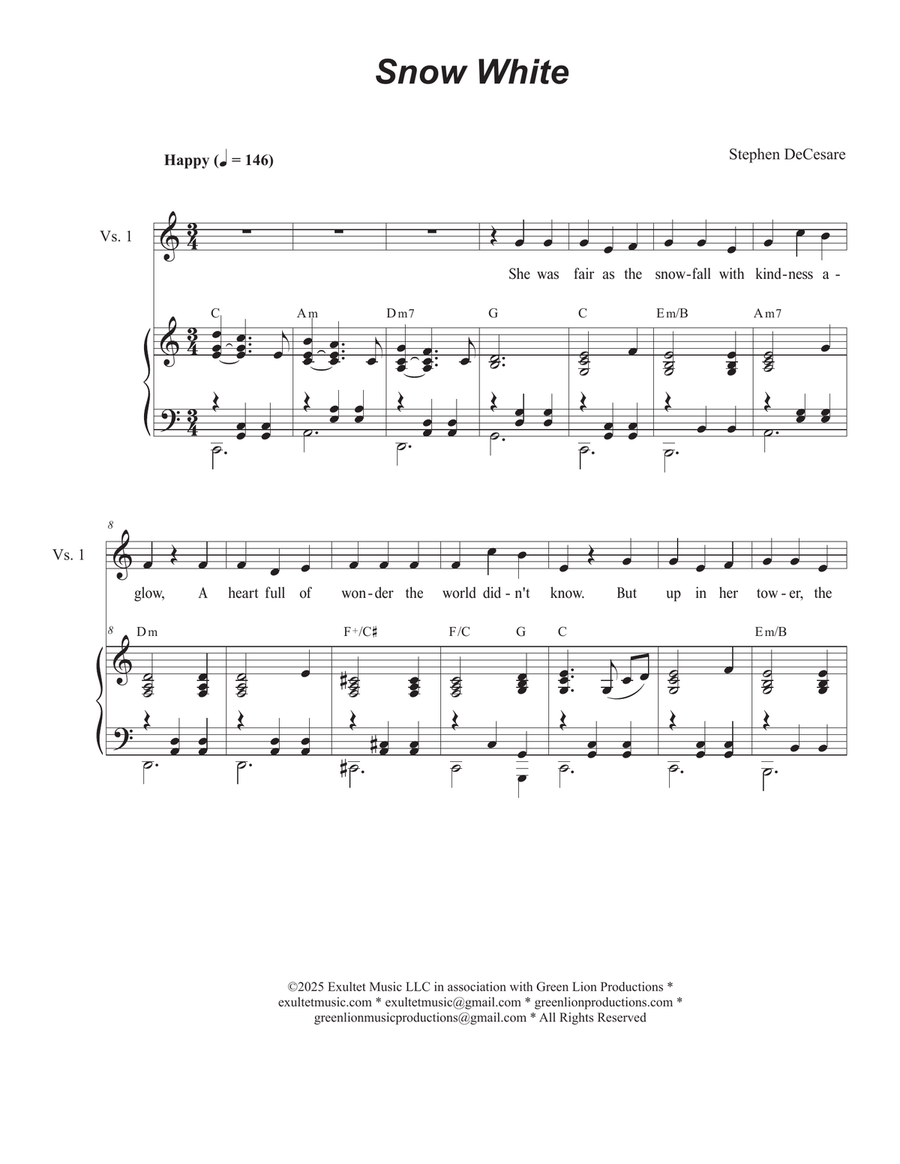Snow White (Vocal Quartet - (SATB) 4-Part scores gallery preview page 1