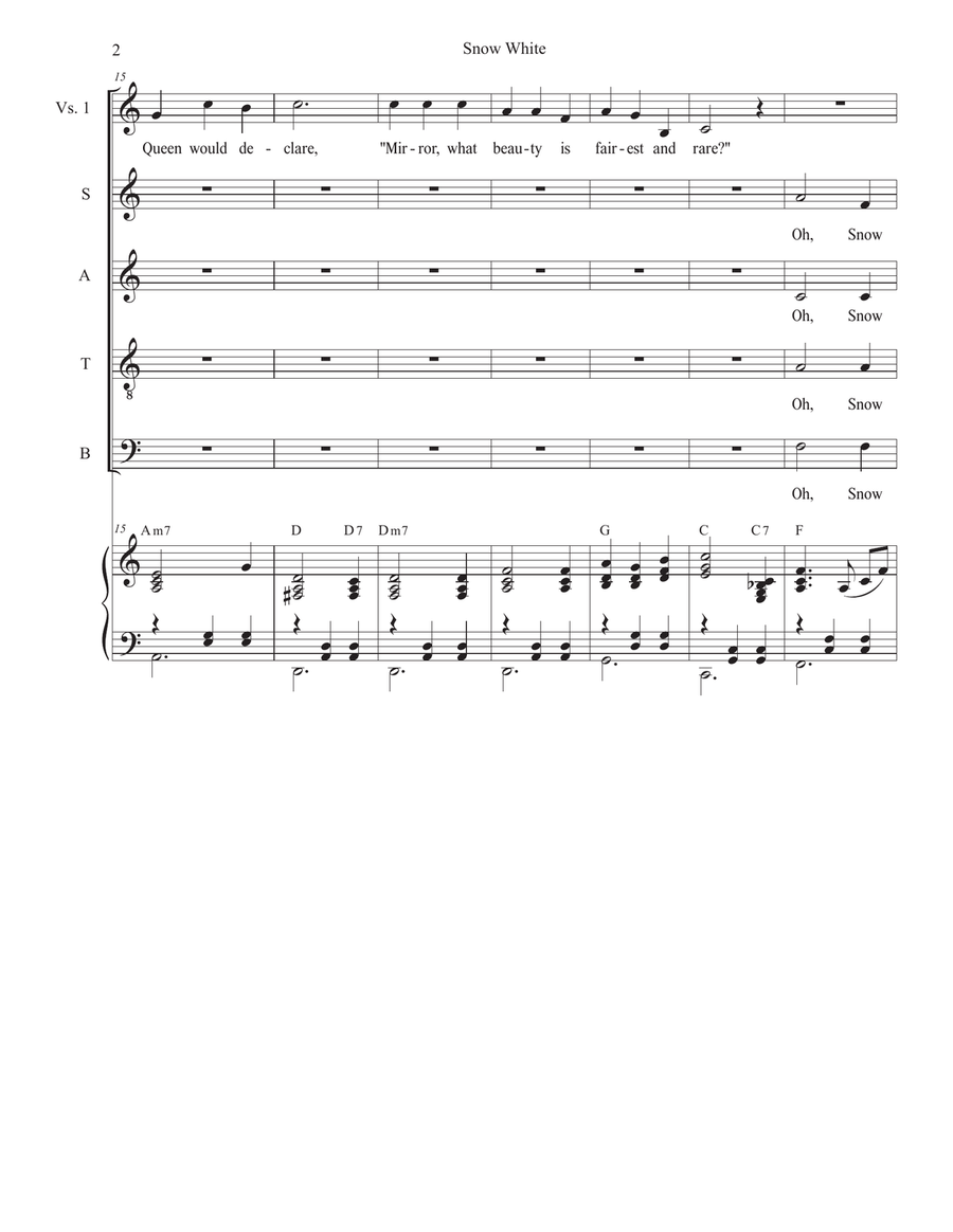 Snow White (Vocal Quartet - (SATB) 4-Part scores gallery preview page 2