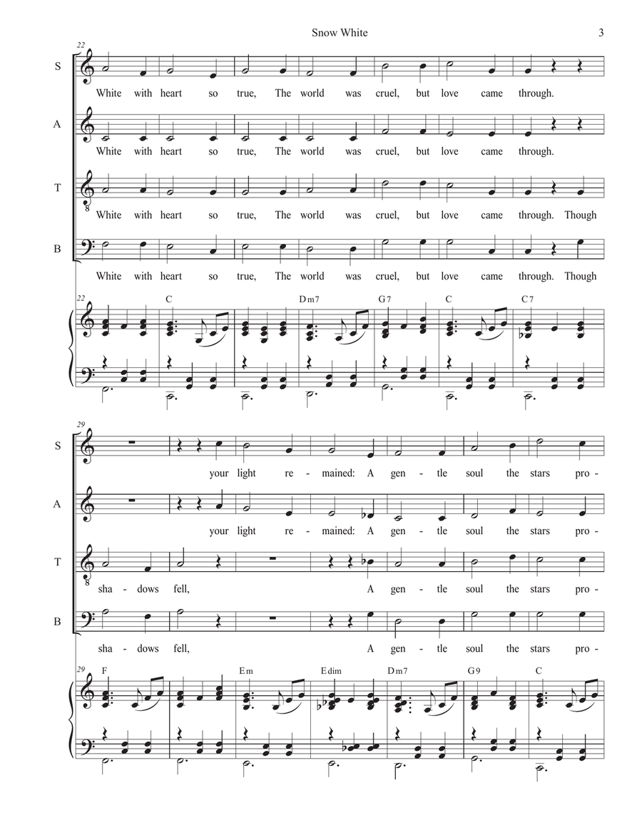 Snow White (Vocal Quartet - (SATB) 4-Part scores gallery preview page 3