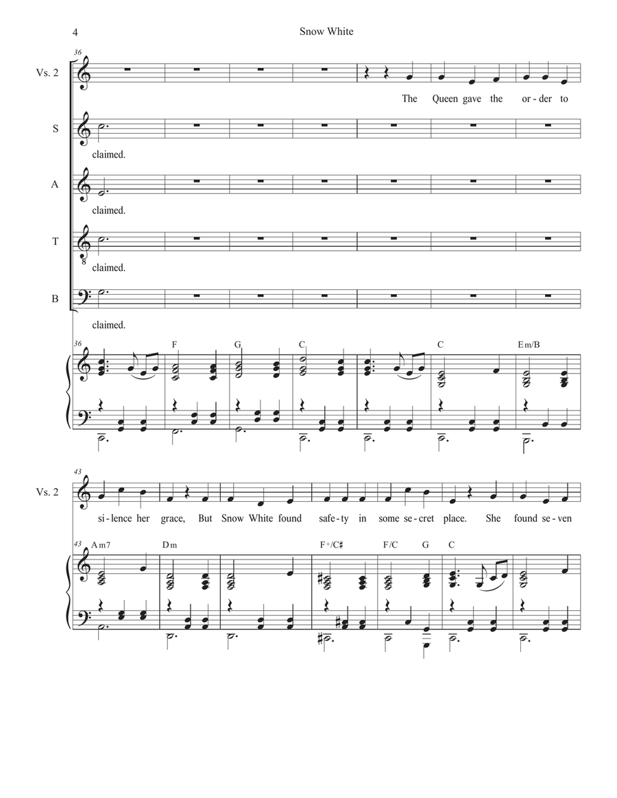 Snow White (Vocal Quartet - (SATB) 4-Part scores gallery preview page 4