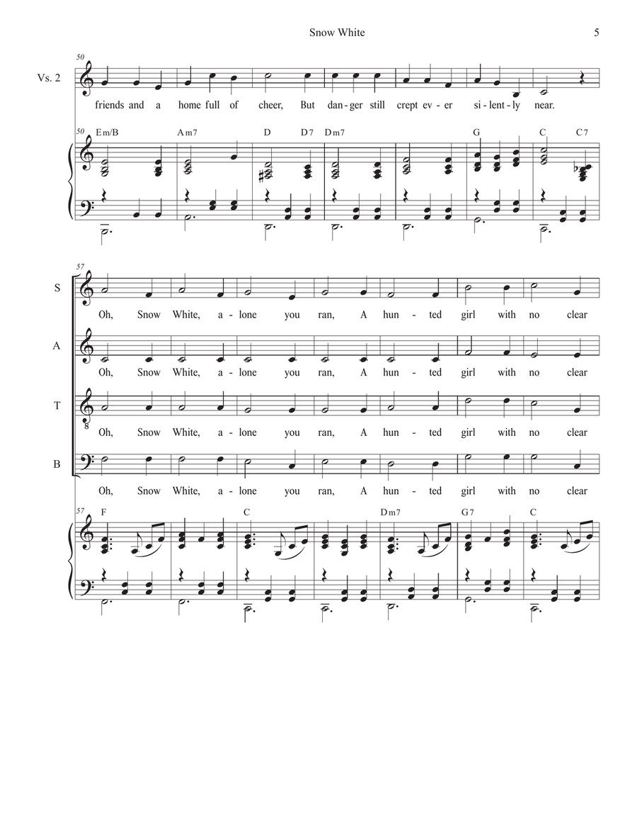 Snow White (Vocal Quartet - (SATB) 4-Part scores gallery preview page 5