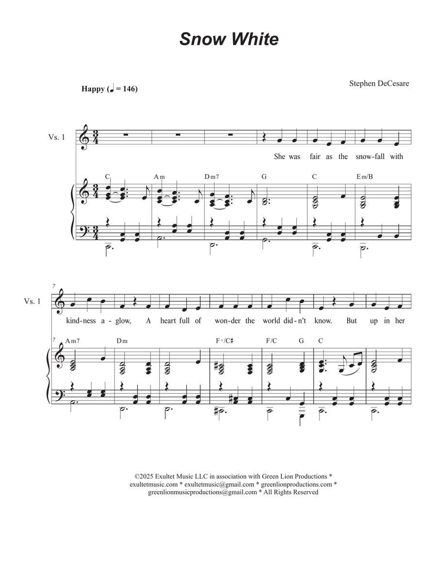 Snow White (SAB) 3-Part scores gallery preview page 1
