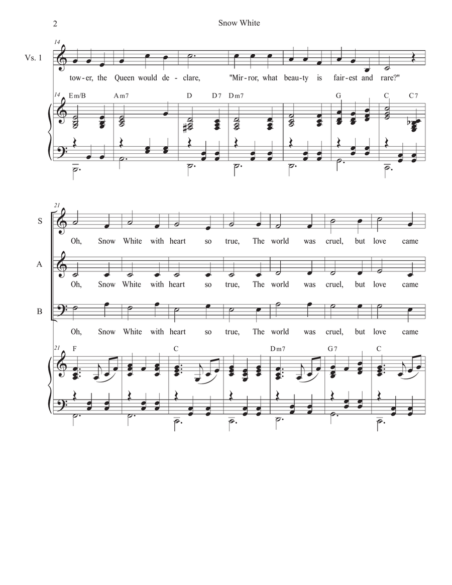 Snow White (SAB) 3-Part scores gallery preview page 2