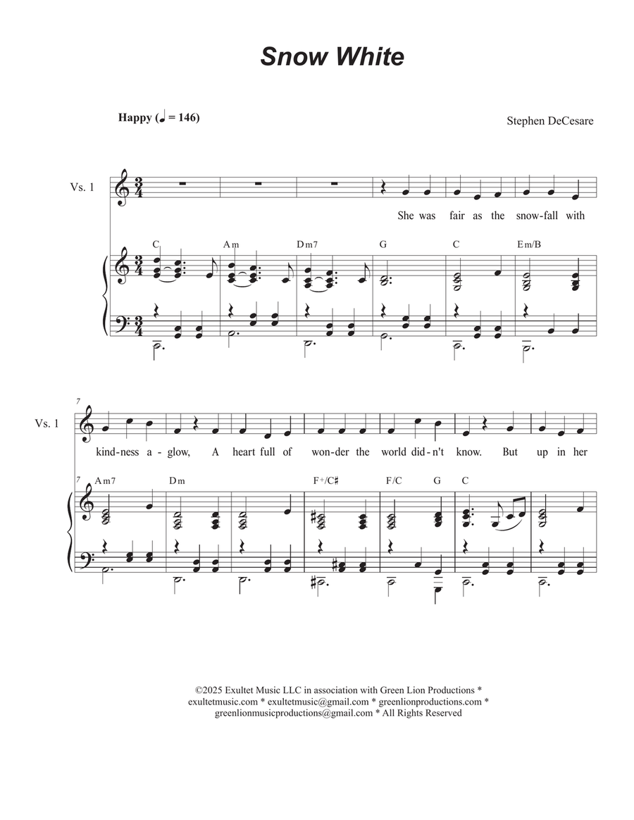 Snow White (Duet for Soprano and Alto solo) Alto Voice scores gallery preview page 1