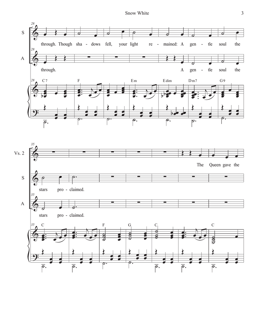 Snow White (Duet for Soprano and Alto solo) Alto Voice scores gallery preview page 3