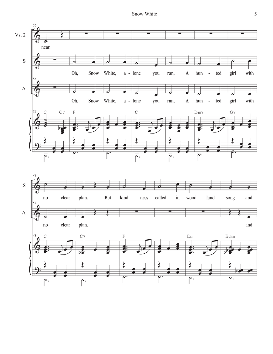 Snow White (Duet for Soprano and Alto solo) Alto Voice scores gallery preview page 5
