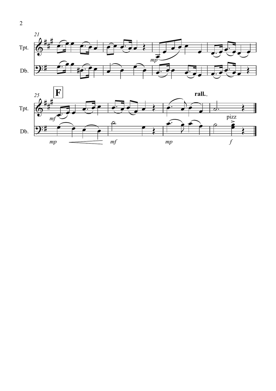 Largo (from The New World Symphony) for Trumpet and Double Bass Duet Trumpet Duet scores gallery preview page 2
