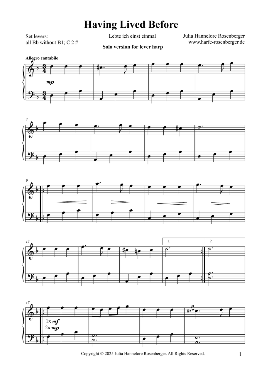Having Lived Before Having Lived Before Celtic Harp scores gallery preview page 2