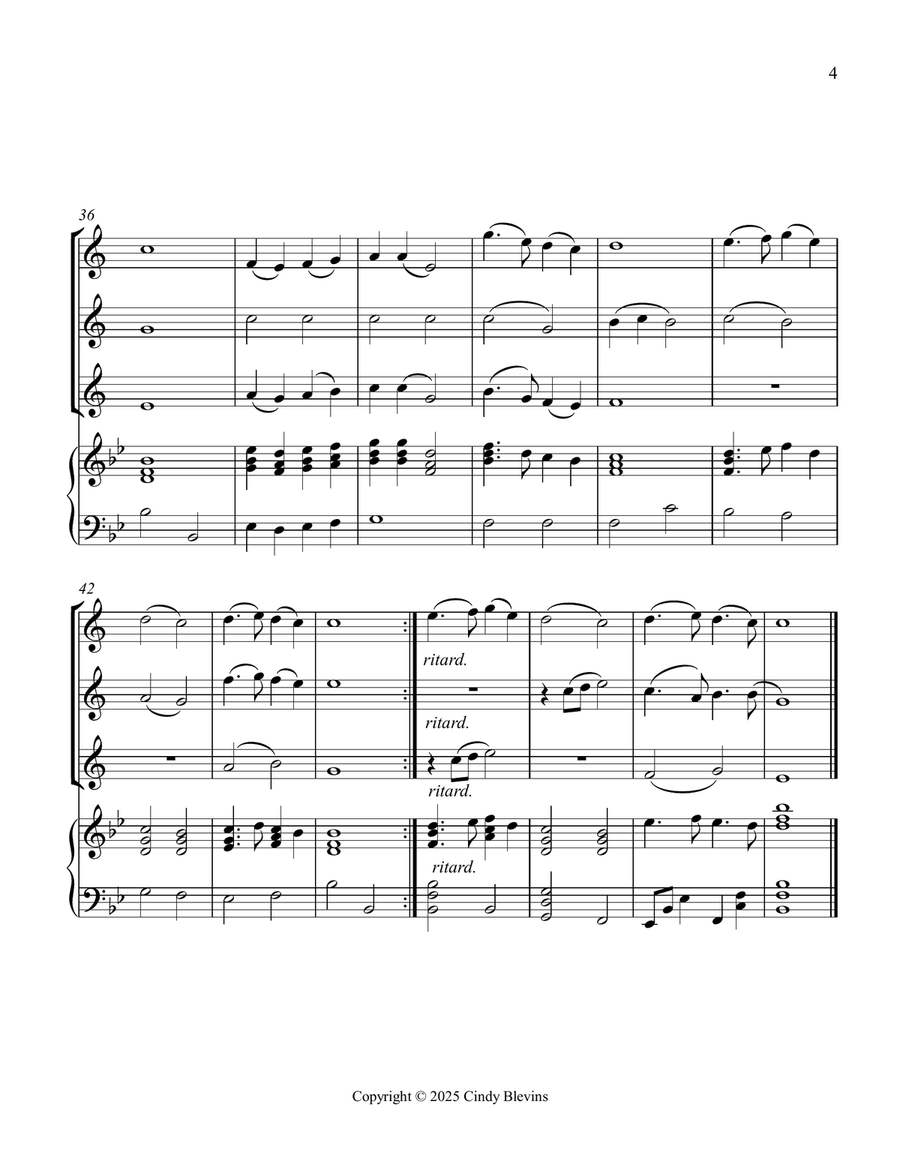 In the Bleak Midwinter, for Three Clarinets and Piano Small Ensemble scores gallery preview page 5